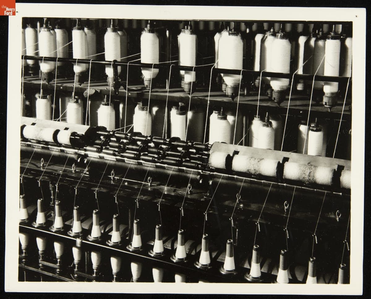 Spindles on a Cotton Spinning Frame, circa 1935