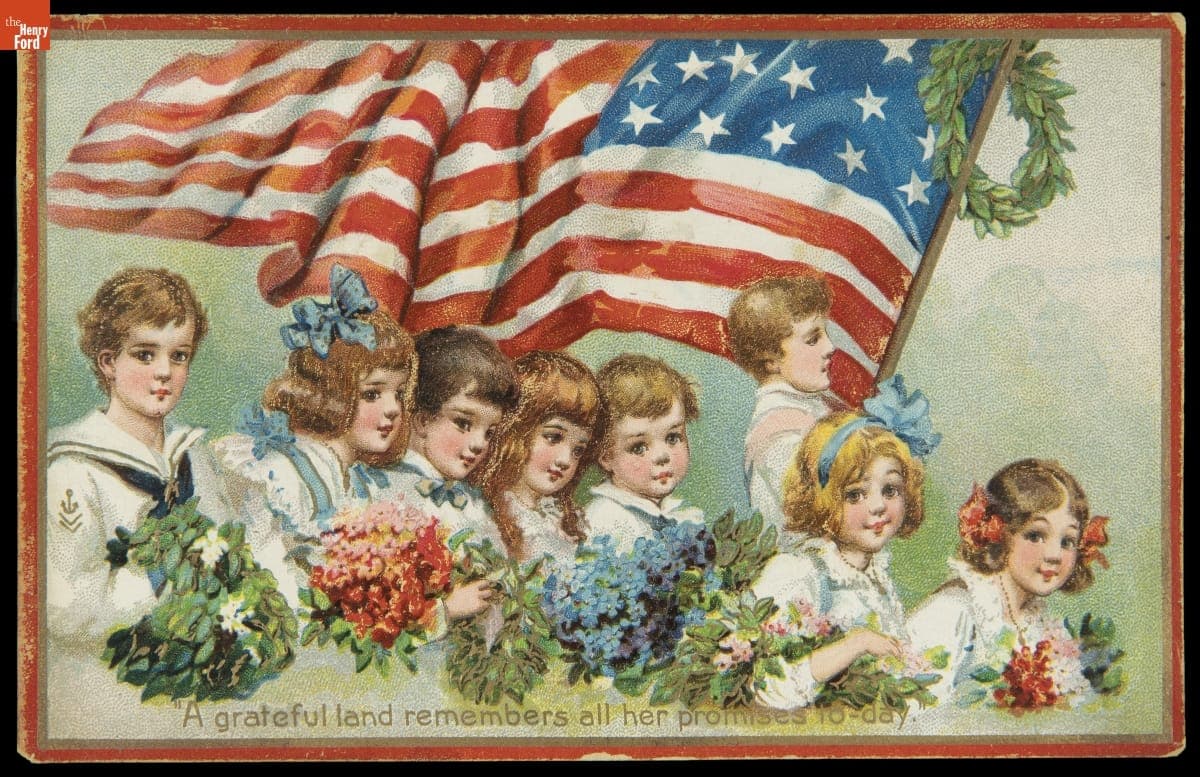 Postcard, "A Grateful Land Remembers All Her Promises Today," 1908