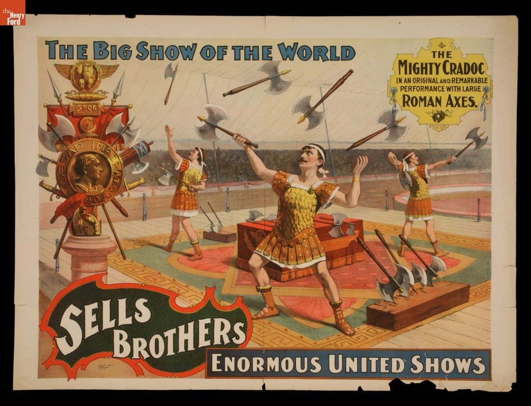 Circus Poster, Sells Brothers, "The Mighty Cradoc," 1895