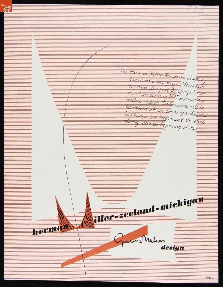 "Herman Miller Furniture Company Announces a New Group of Household Furniture Designed by George Nelson," July 1947