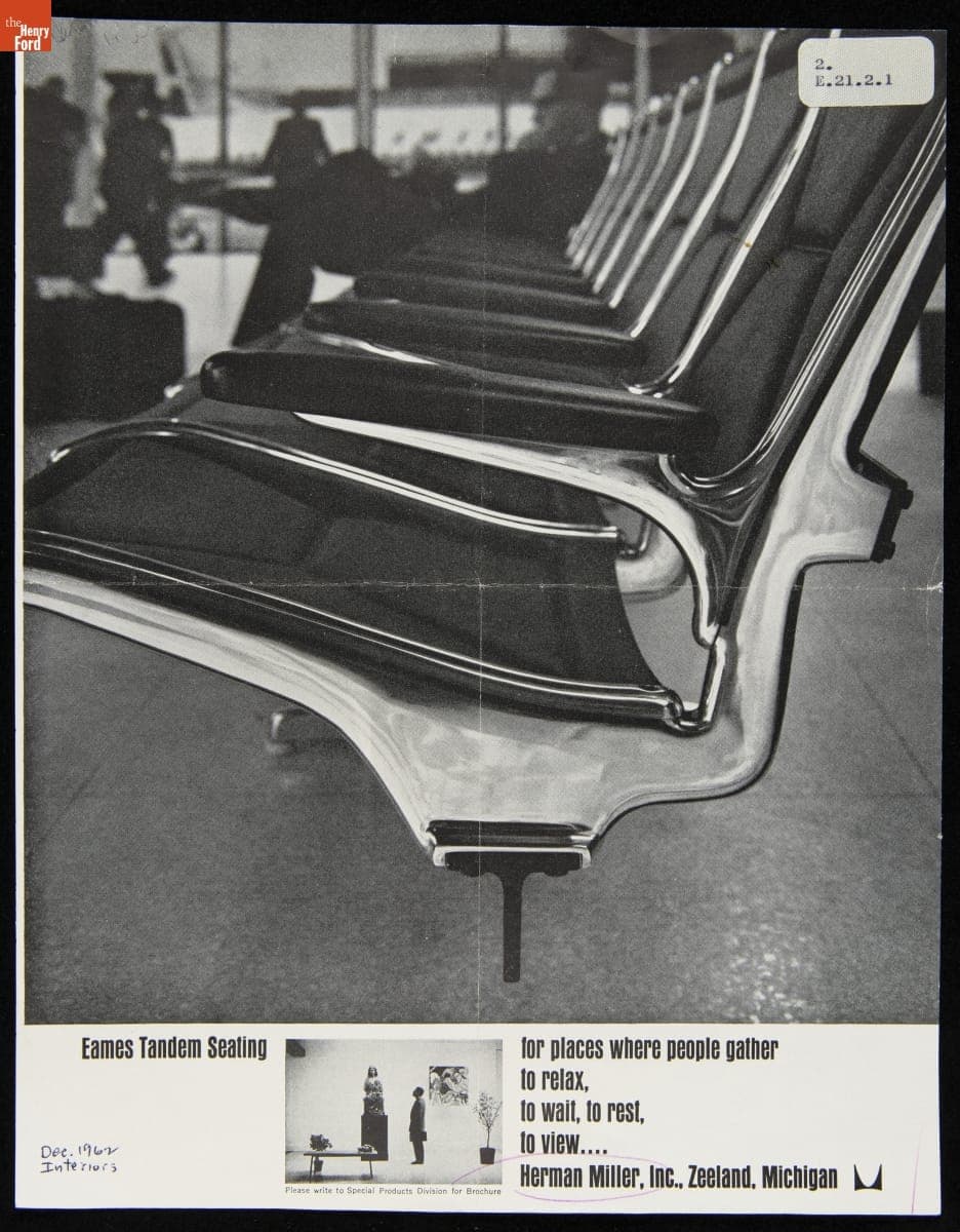 Advertisement for Herman Miller, Inc. "Eames Tandem Seating," December 1962