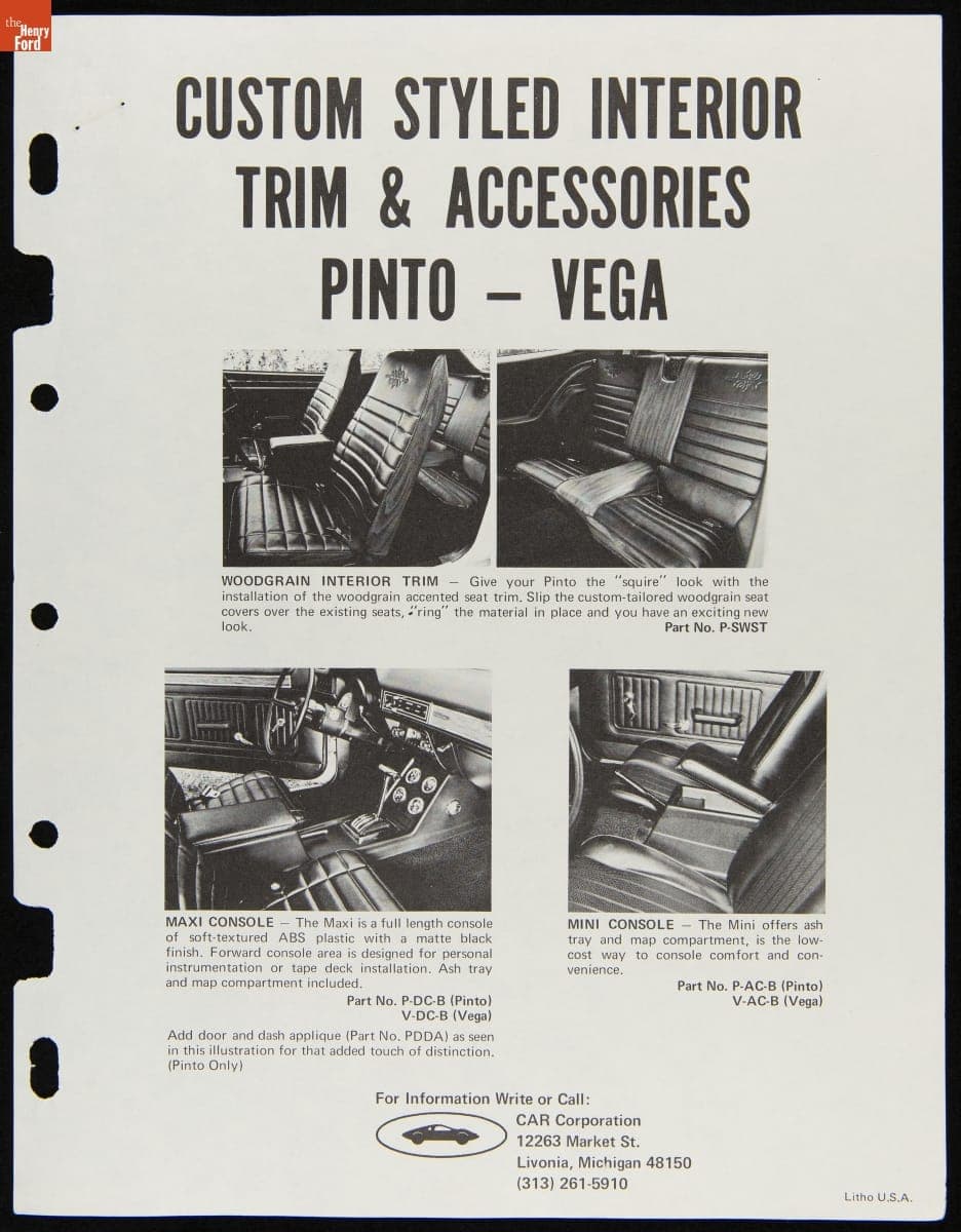 CAR Corporation Sales Literature and Order Form, circa 1972