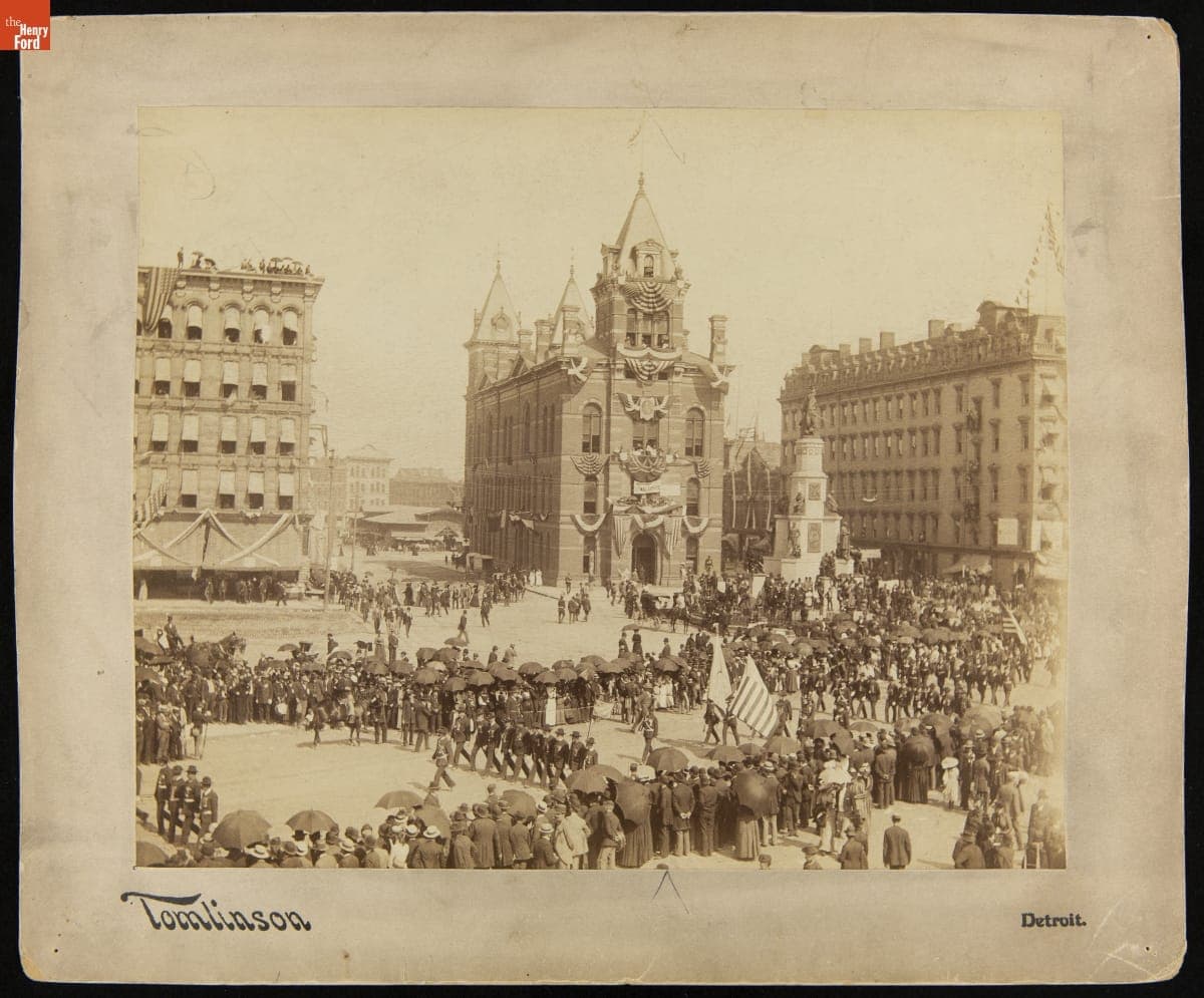 Parade on Woodward Avenue during the 1891 G.A.R. Encampment in Detroit, Michigan