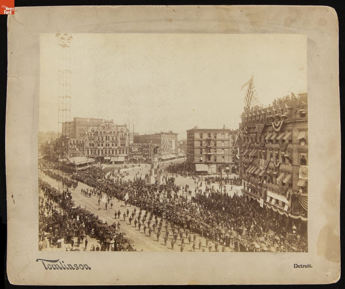 Parade on Woodward Avenue during the 1891 G.A.R. Encampment in Detroit, Michigan