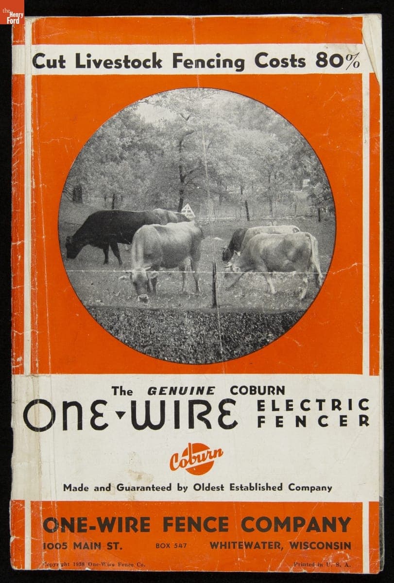 One-Wire Fence Company Trade Catalog, "The Genuine Coburn One-Wire Electric Fence," circa 1938