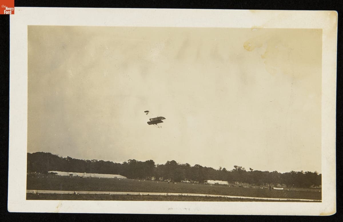 Ralph Johnstone Descending in a Wright Model B Flyer, Kinloch Park, St. Louis, Missouri, October 10, 1910