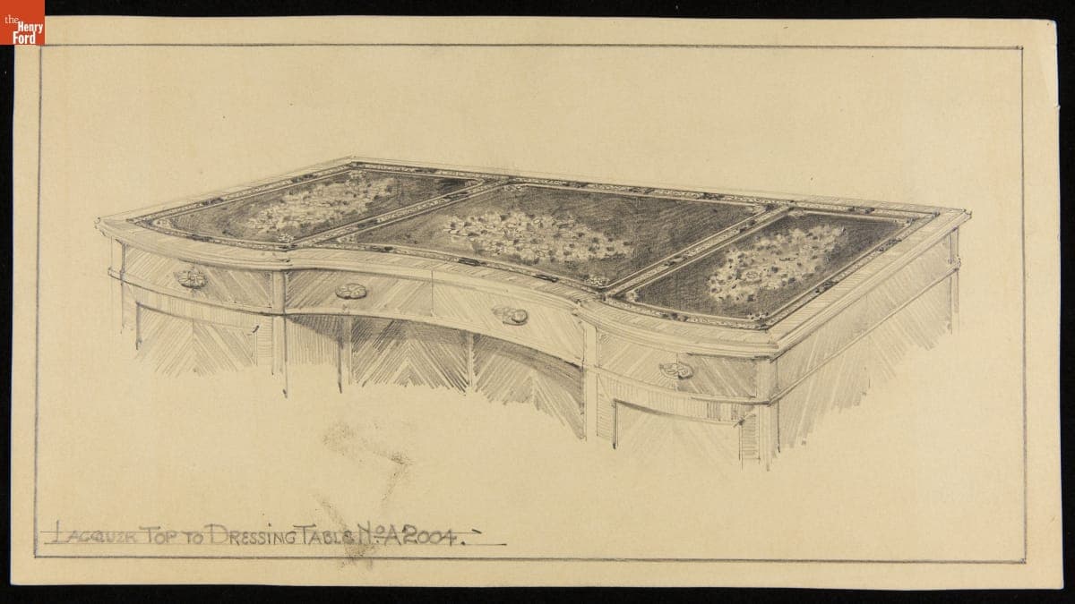 Presentation Drawing of a Dressing Table for Fair Lane Estate, 1921-1923
