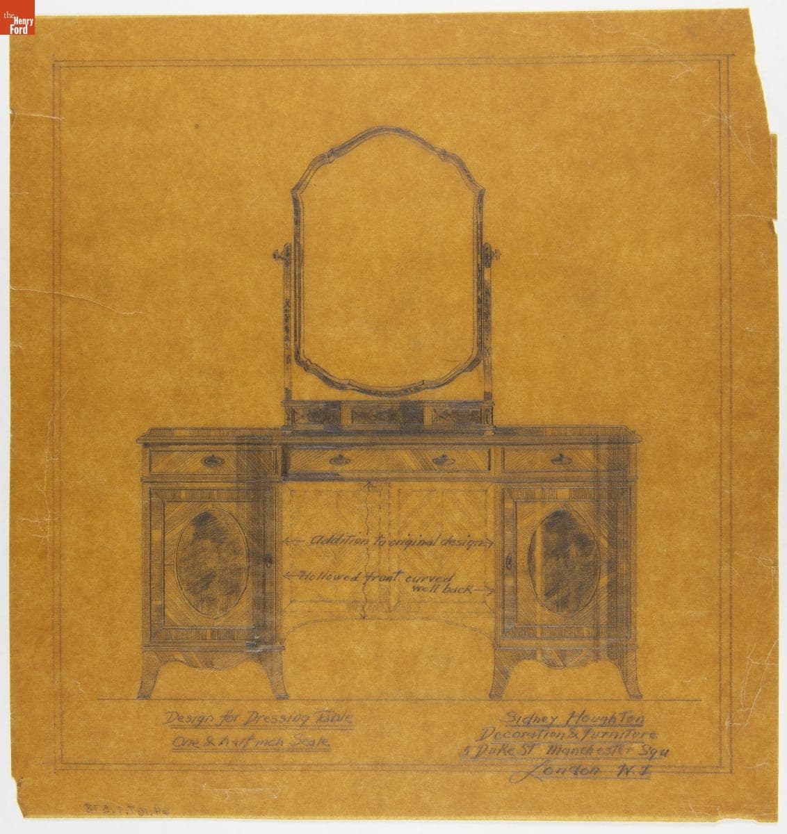 Presentation Drawing of a Dressing Table for Fair Lane Estate, 1921-1923