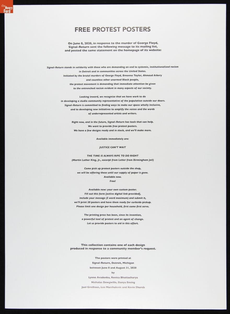 Poster, "Free Protest Posters," 2020