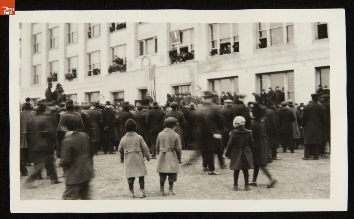 Crowd Gathered at the Lincoln Plant for the Acquisition of Lincoln Motor Co. by Ford Motor Co., 1922