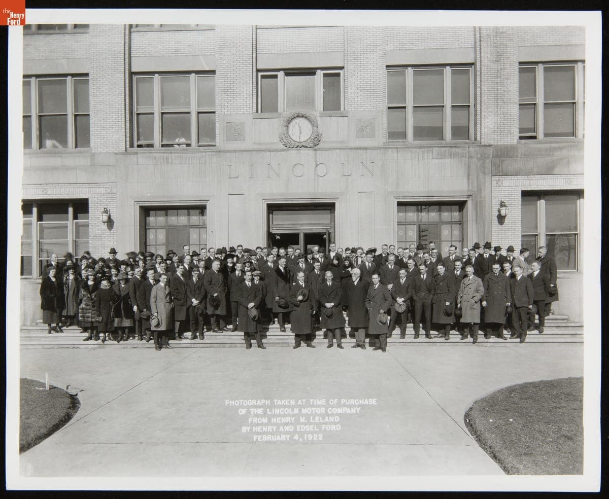 Large Group outside the Lincoln Plant at the Acquisition of Lincoln Motor Co. by Ford Motor Co., 1922