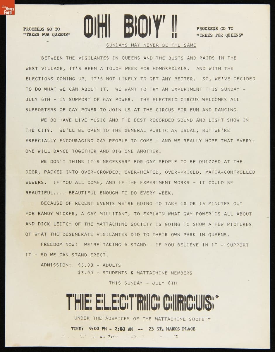 Flier, "Oh Boy! Sundays May Never Be the Same," July 1969