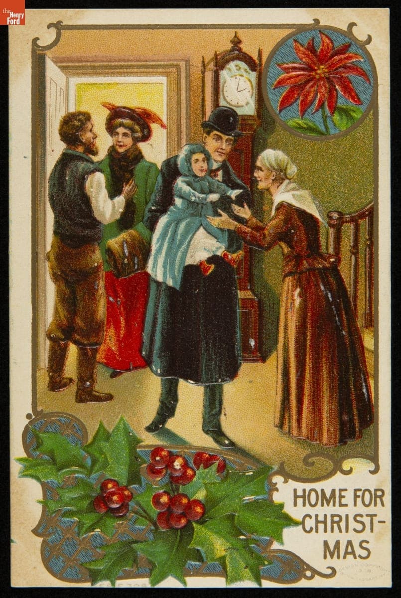 Christmas Postcard, "Home for Christmas," 1908