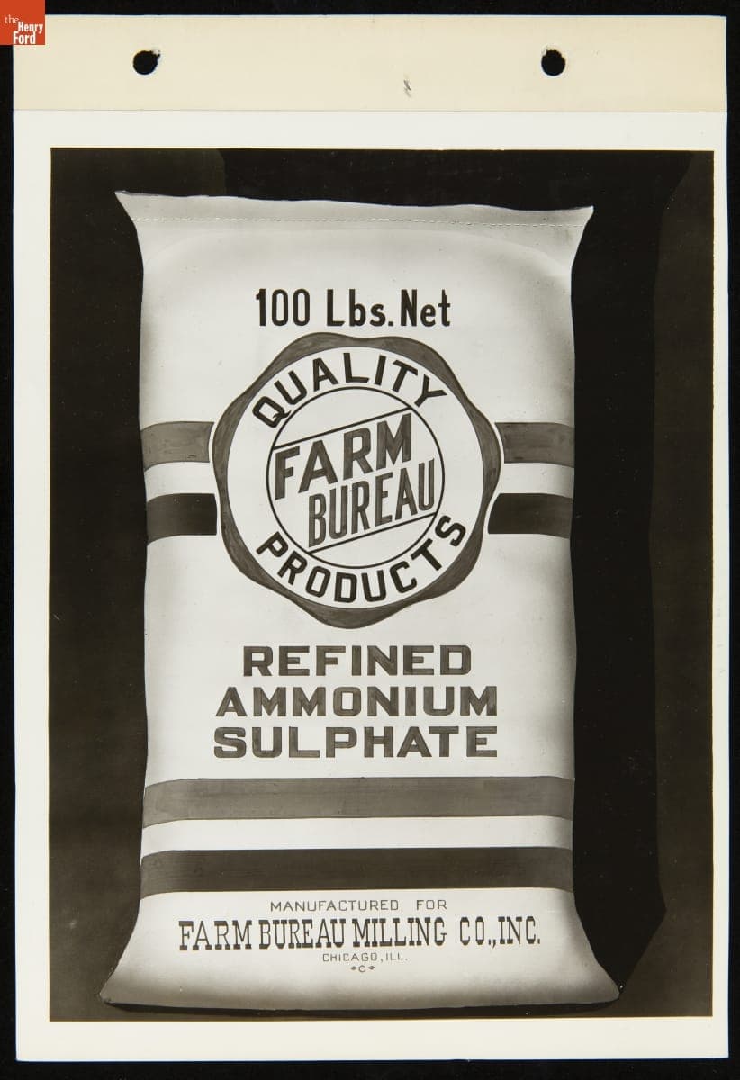 Bag of Farm Bureau Milling Co. Refined Ammonium Sulphate Fertilizer, December 1934