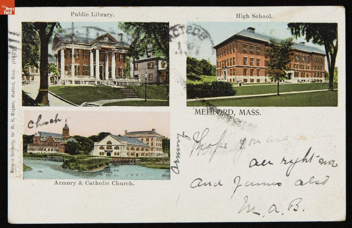 Postcard, Views of Medford, Massacusetts, circa 1908
