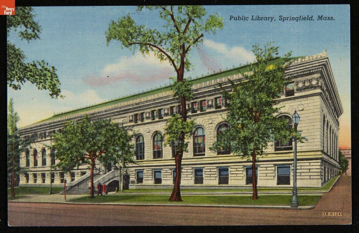 Postcard, "Public Library, Springfield, Mass.," 1943