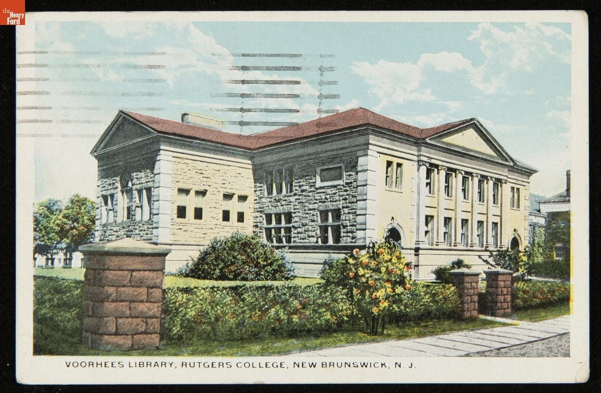Postcard, "Voorhees Library, Rutgers College, New Brunswick, N.J.," 1918-1923