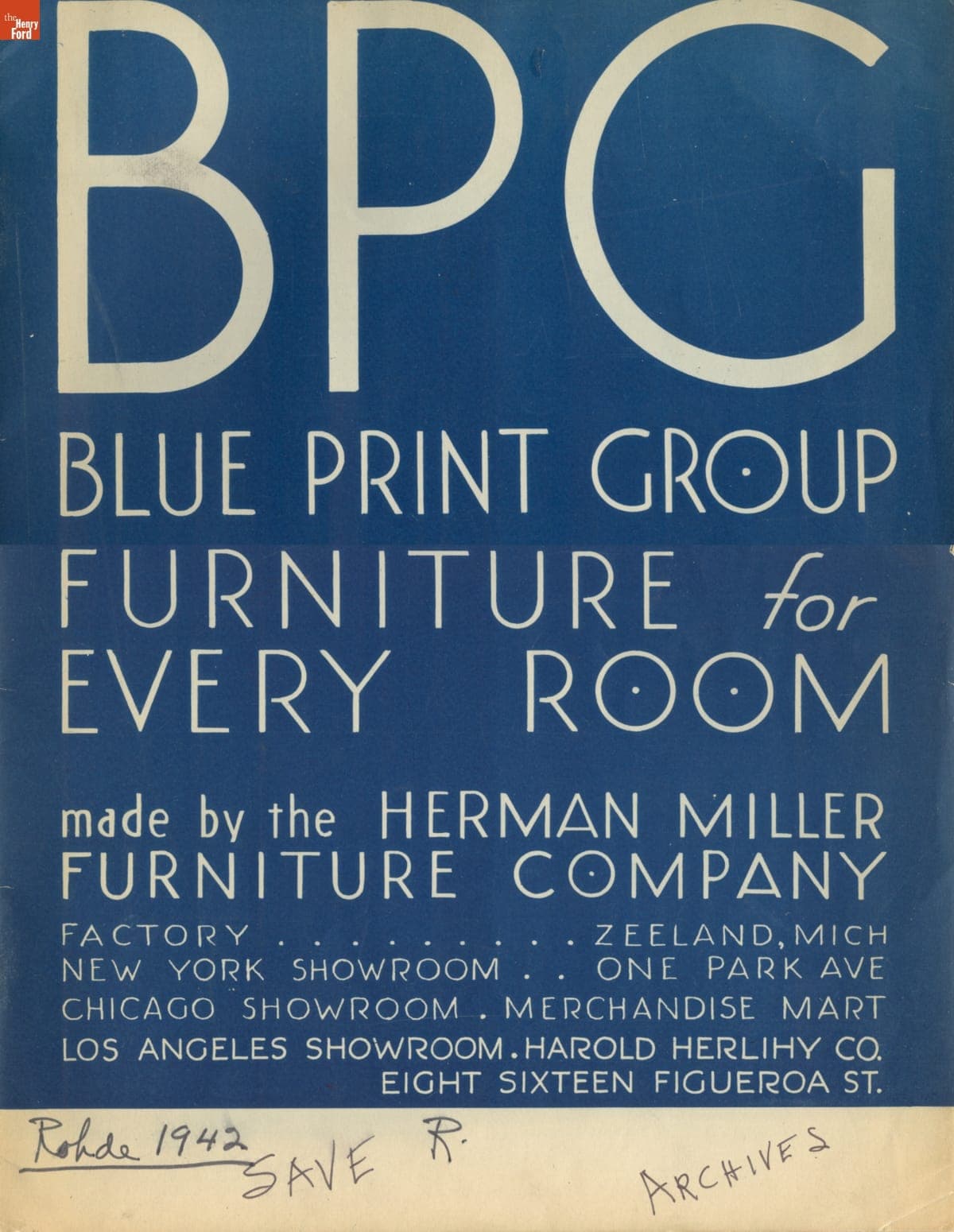 Herman Miller Furniture Company Catalog, "BPG Blue Print Group Furniture for Every Room," 1941