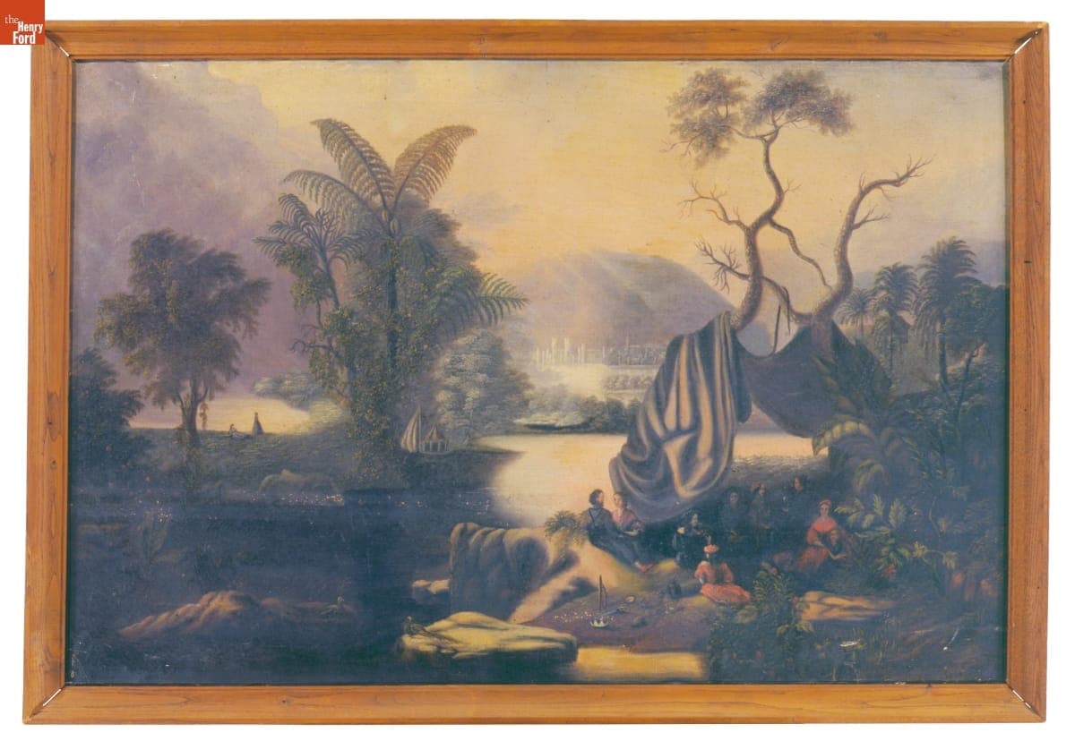 Oil Painting, King Strang and His Harem on Beaver Island, by Frederick E. Cohen, circa 1850