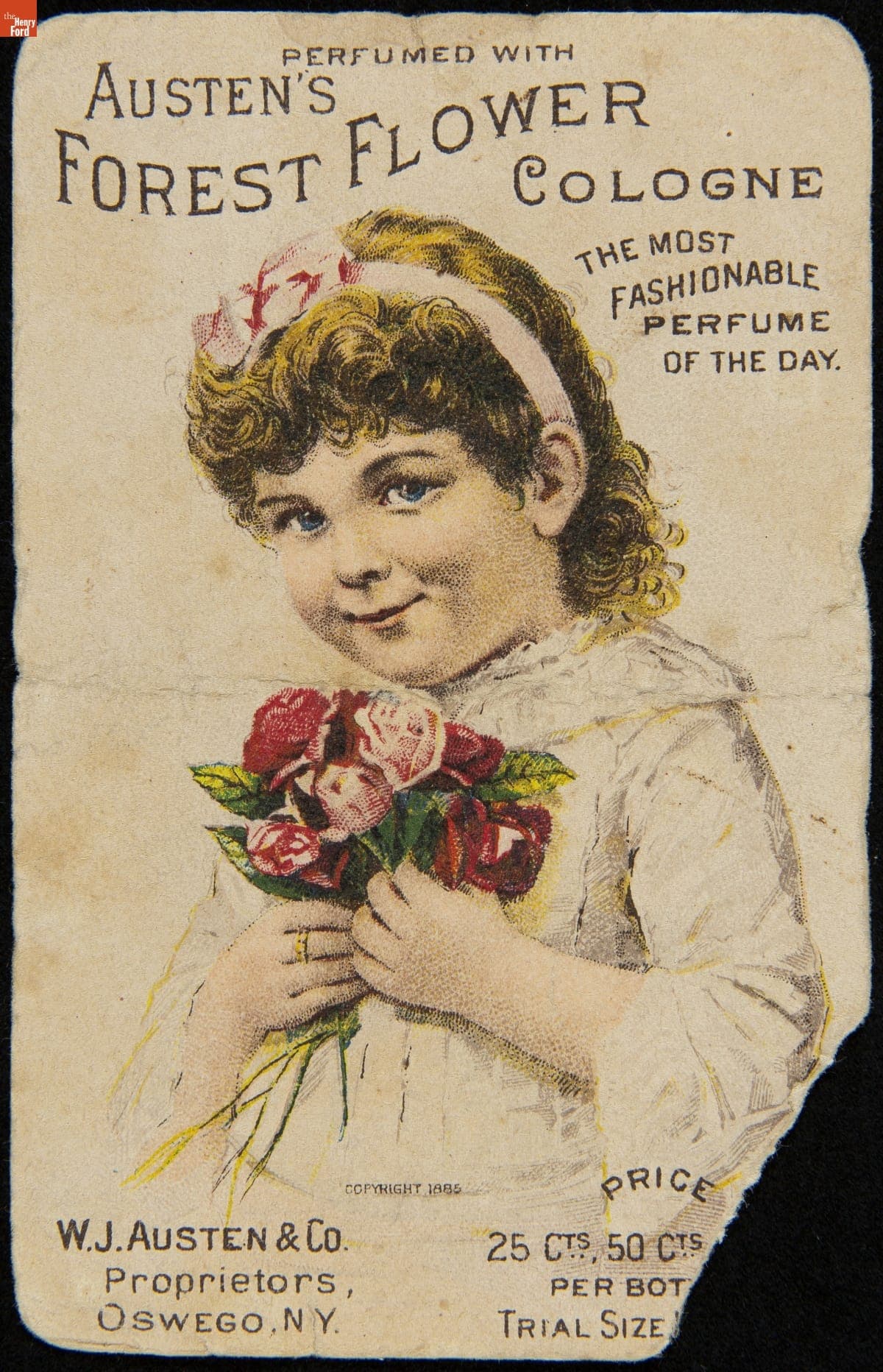 Trade Card for Austen's Forest Flower Cologne, W.J. Austen & Co., 1885