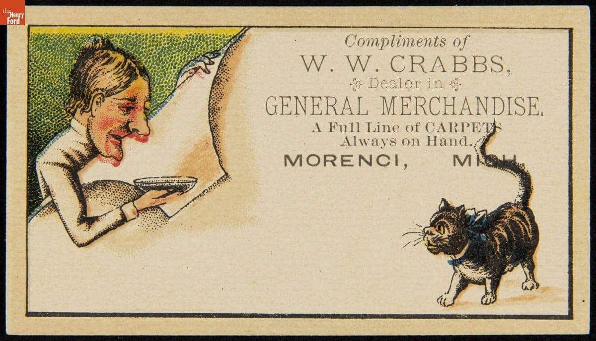 Trade Card for General Merchandise, W.W. Crabbs, 1880-1900