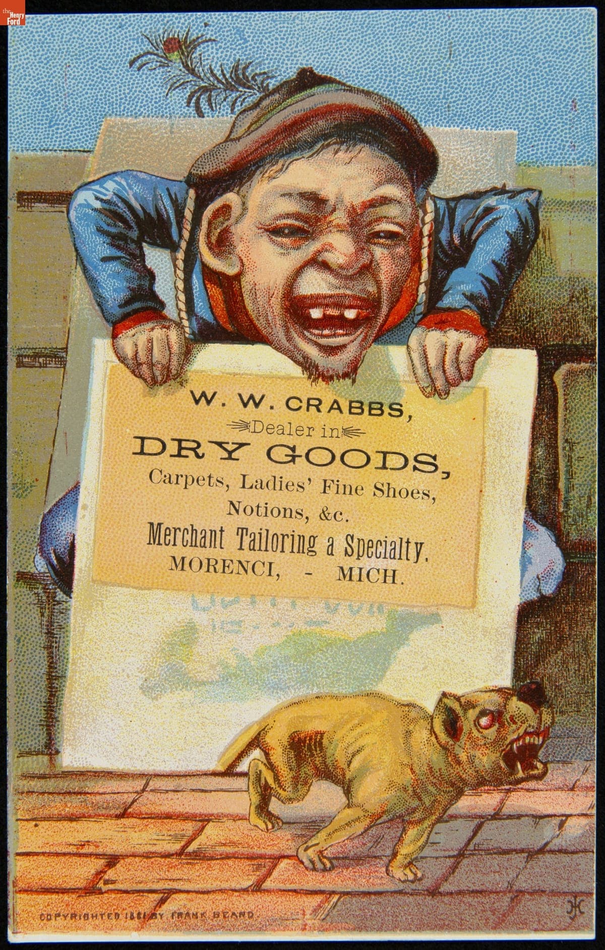 Trade Card for Dry Goods, W.W. Crabbs, 1881