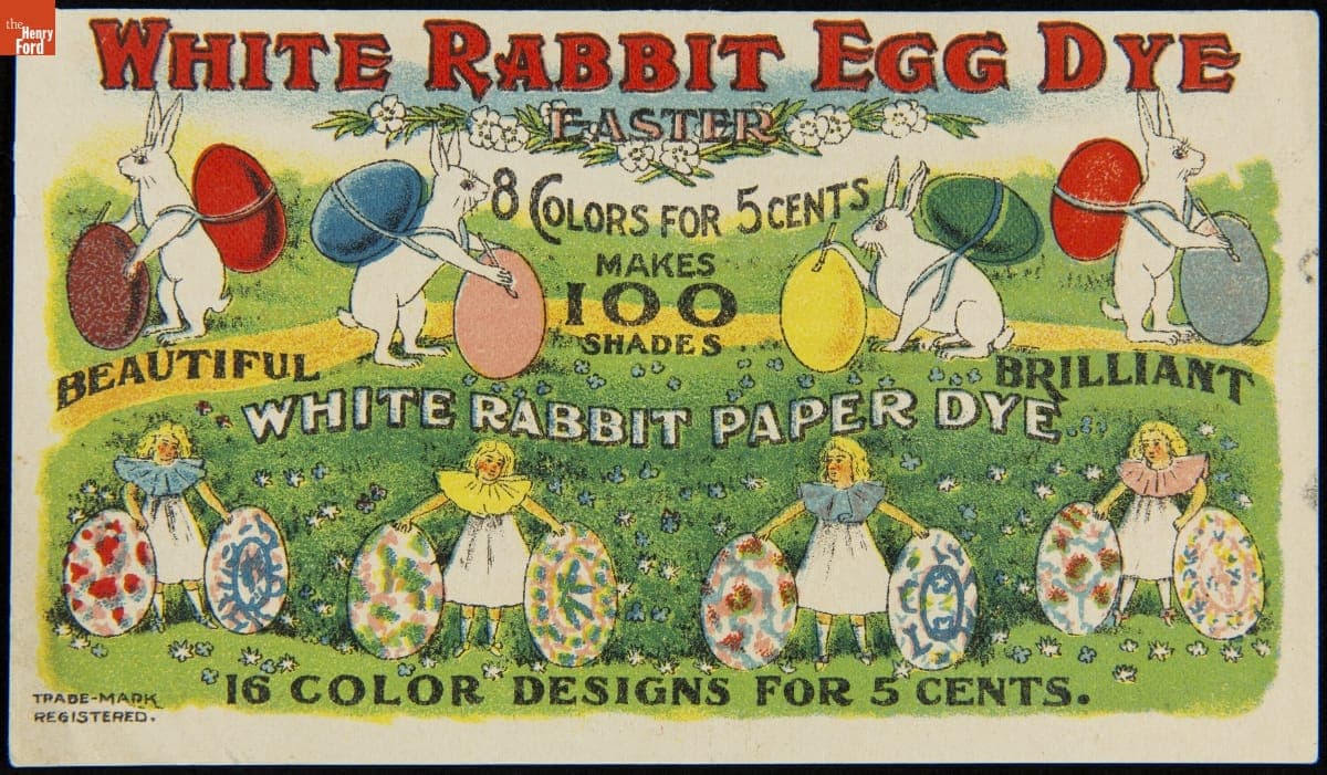Trade Card for White Rabbit Dye Company Egg Dye and Paper Dye, 1902