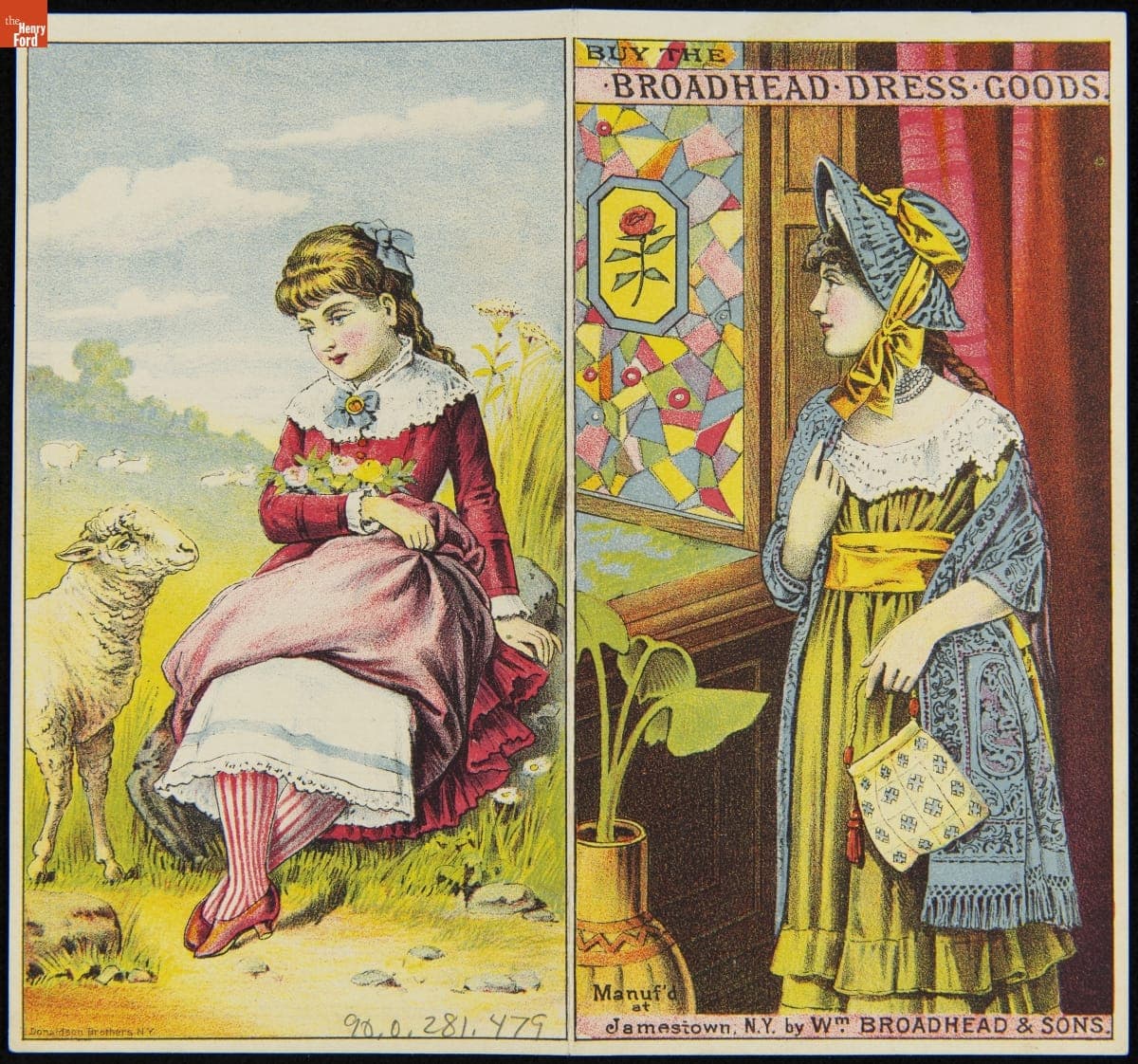 Trade Card for Dress Goods, Broadhead Worsted Mills, 1880-1900