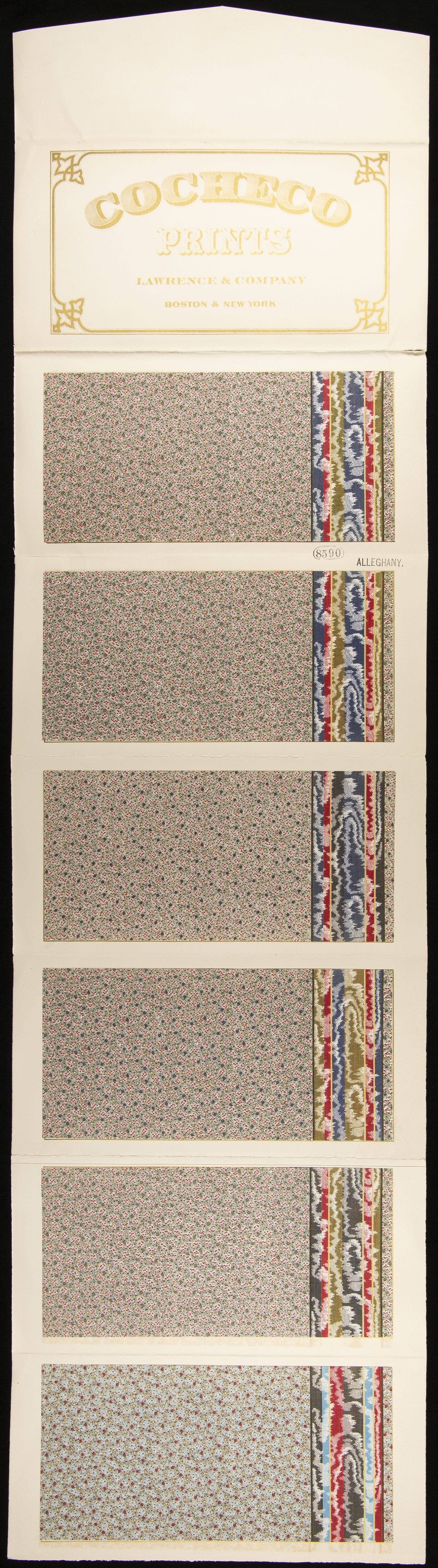 Sample Book for Cocheco Prints, "Alleghany 8590," January 9, 1882