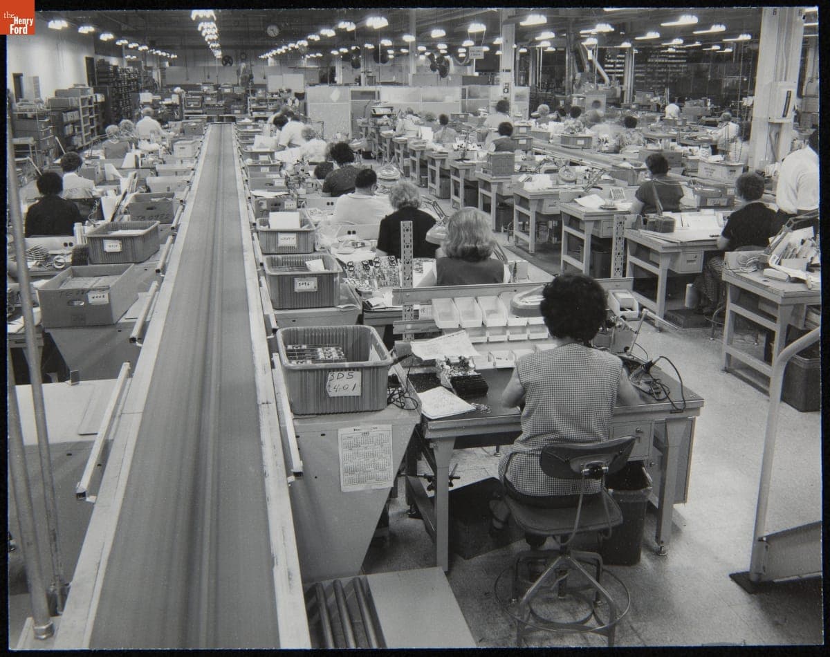 Employees at Assembly Line, Burroughs Corp., March 3, 1983