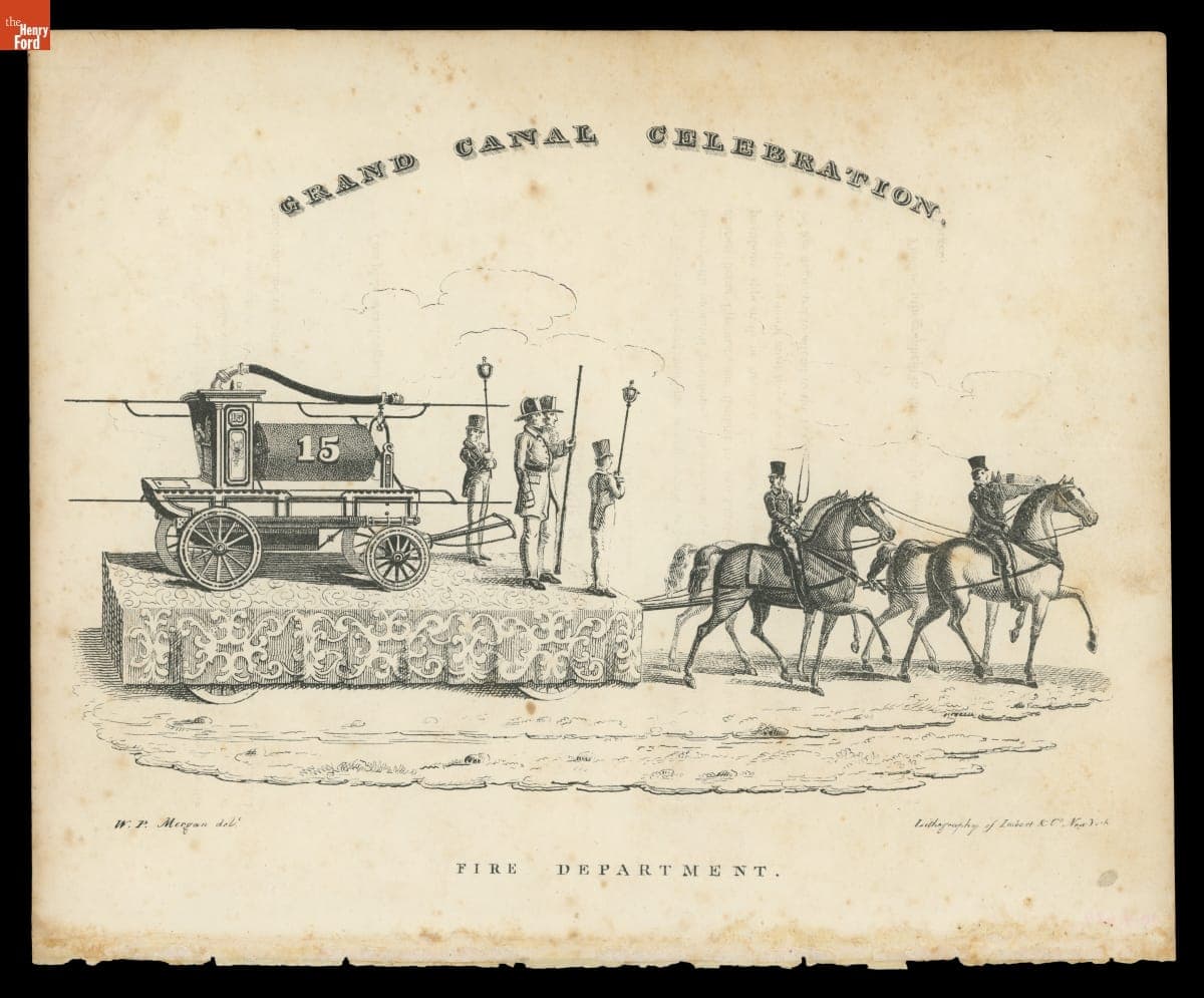 Lithograph, "Grand Canal Celebration, Fire Department," November 4, 1825