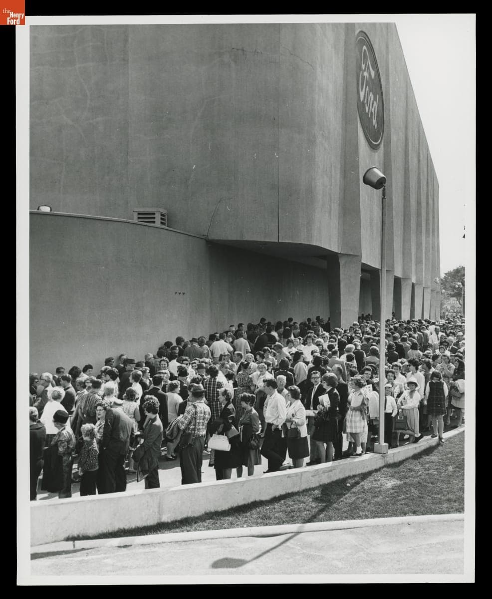 Queue for the Ford Wonder Rotunda and "Magic Skyway" Ride at the New York World's Fair, 1964-1965