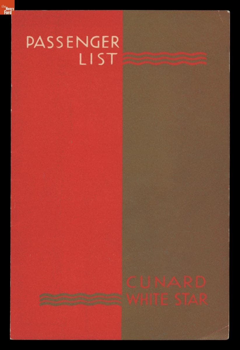 Passenger List for Cunard White Star Line RMS Queen Mary, First Class, Leaving Southampton September 7, 1949