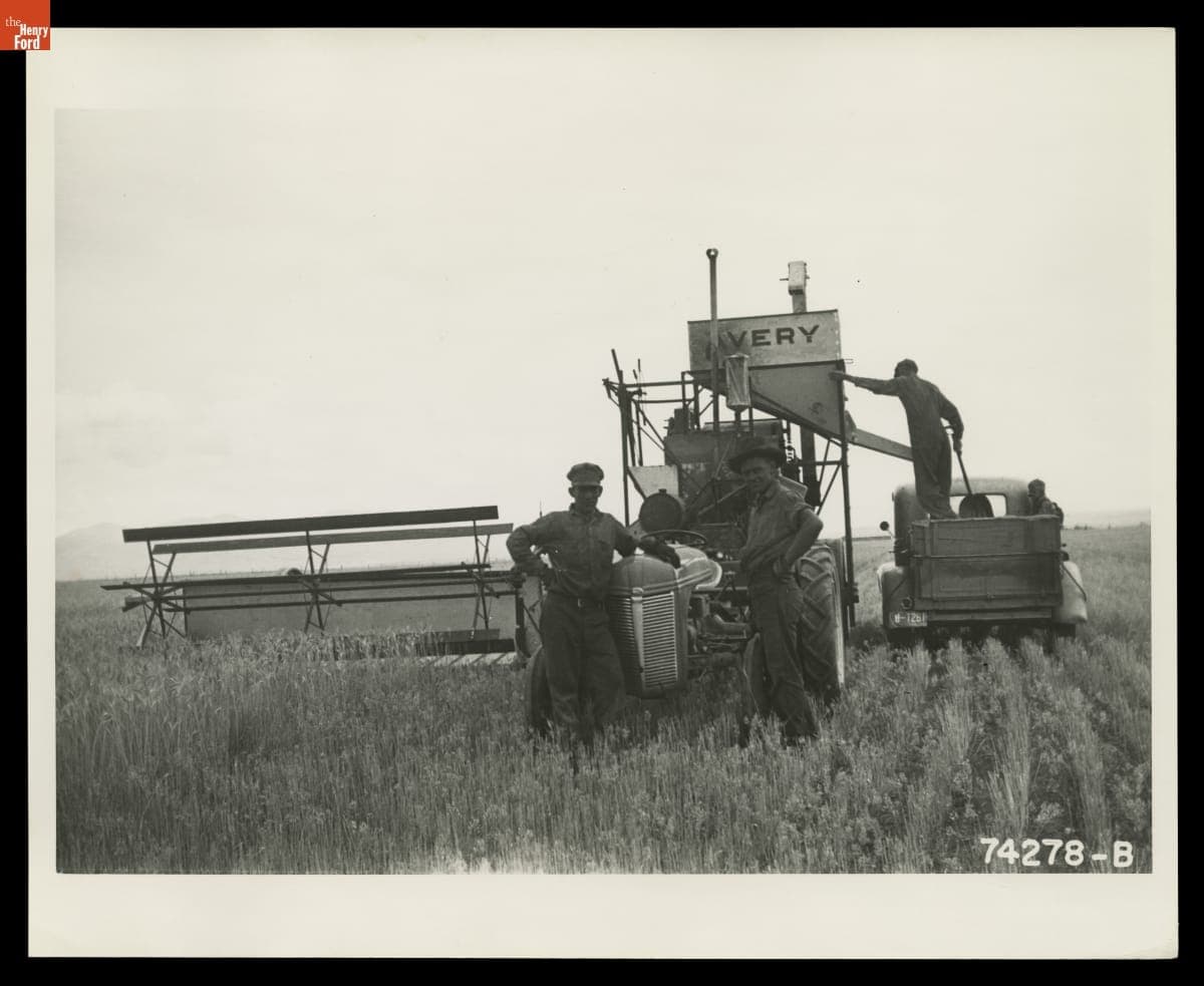Ford Ferguson Tractor Pulling an Avery Combine, September 1940