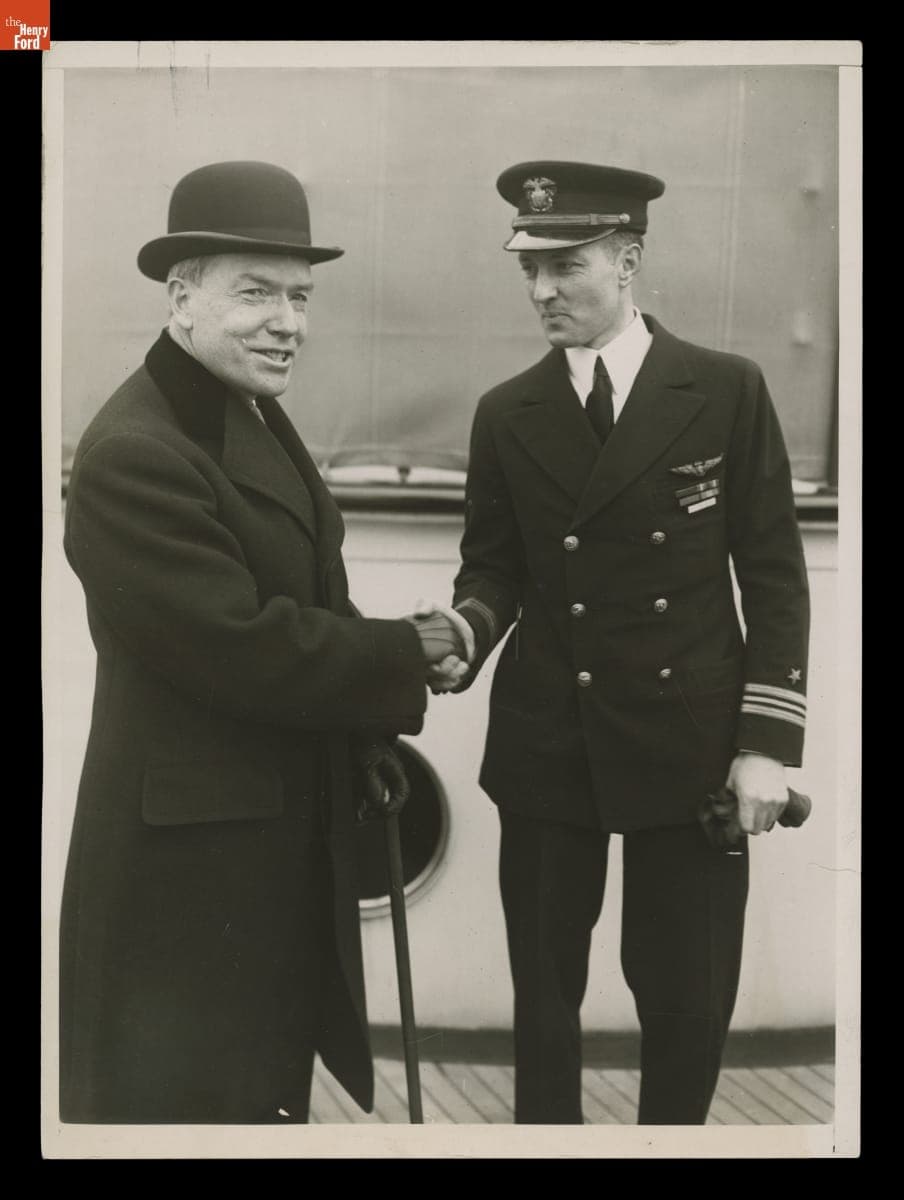 John D. Rockefeller, Jr. and Rear Admiral Richard E. Byrd Shaking Hands before the Byrd Arctic Expedition, 1926
