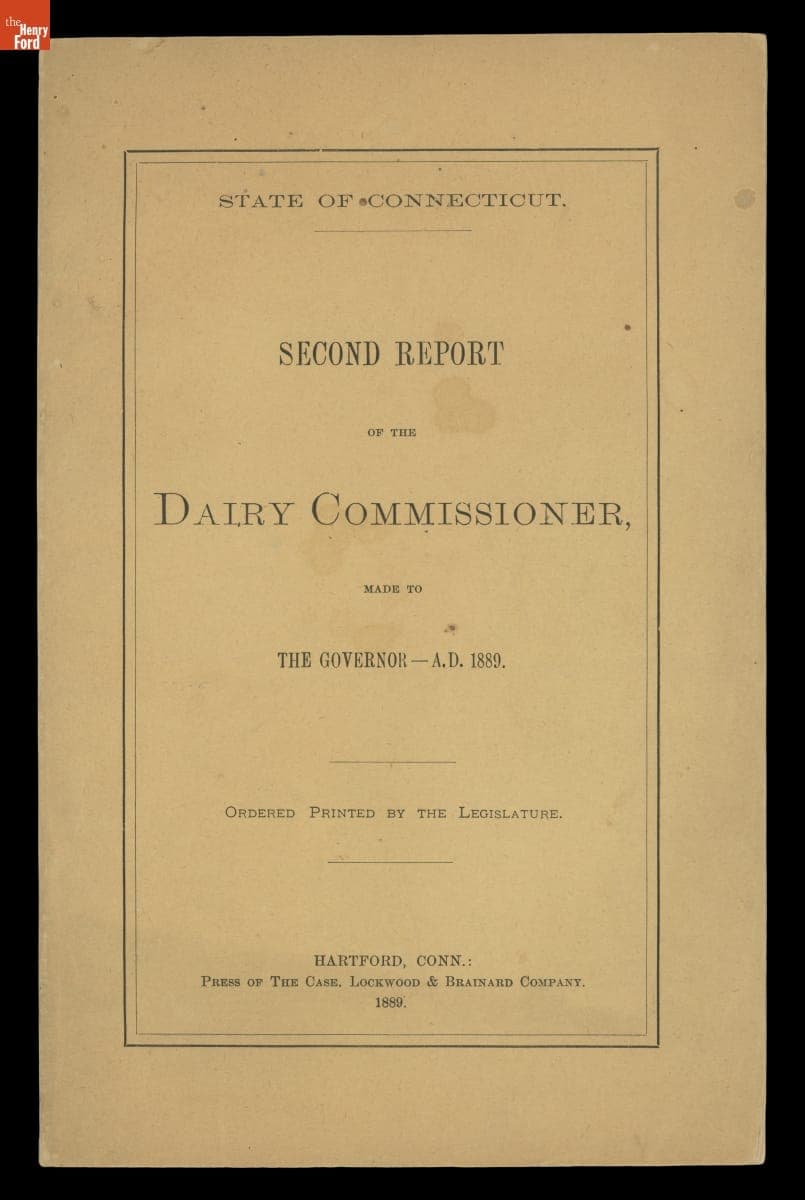 State of Connecticut Second Report of the Dairy Commissioner Made to the Governor, 1889