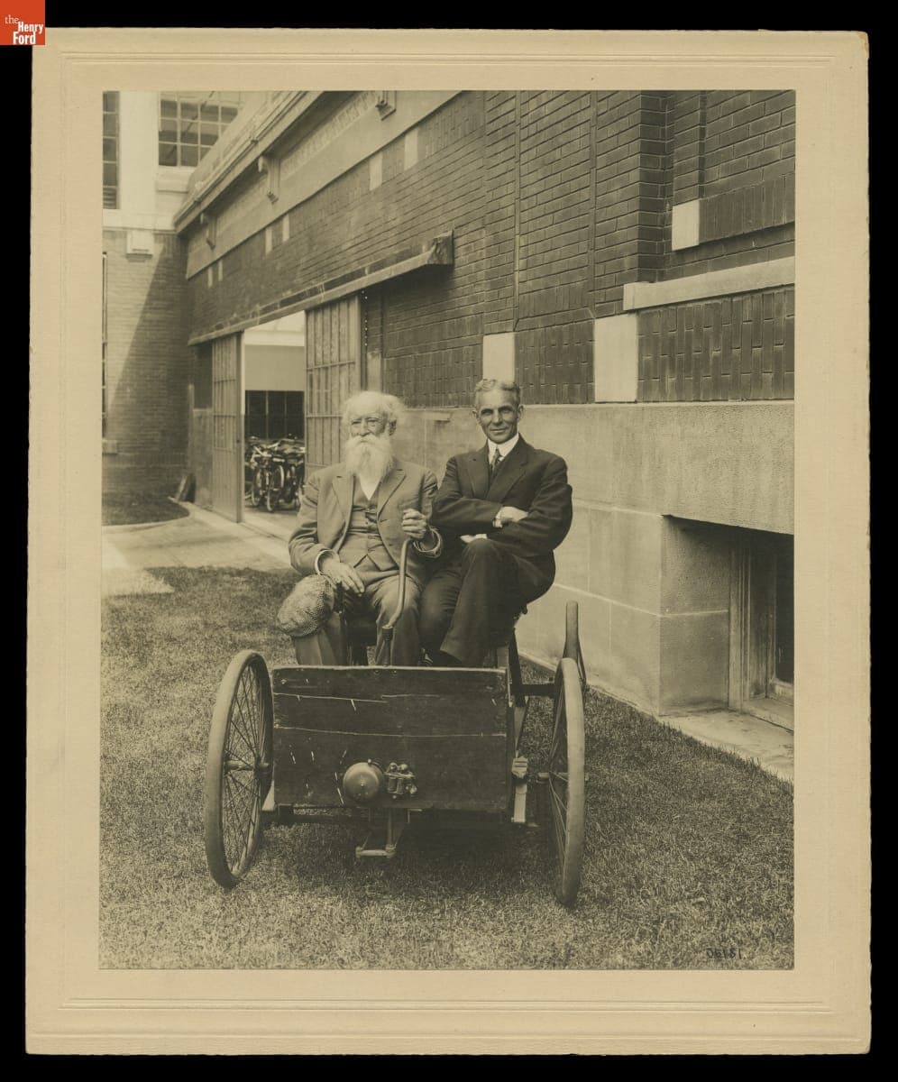 Henry Ford and John Burroughs in 1896 Quadricycle, June 1913