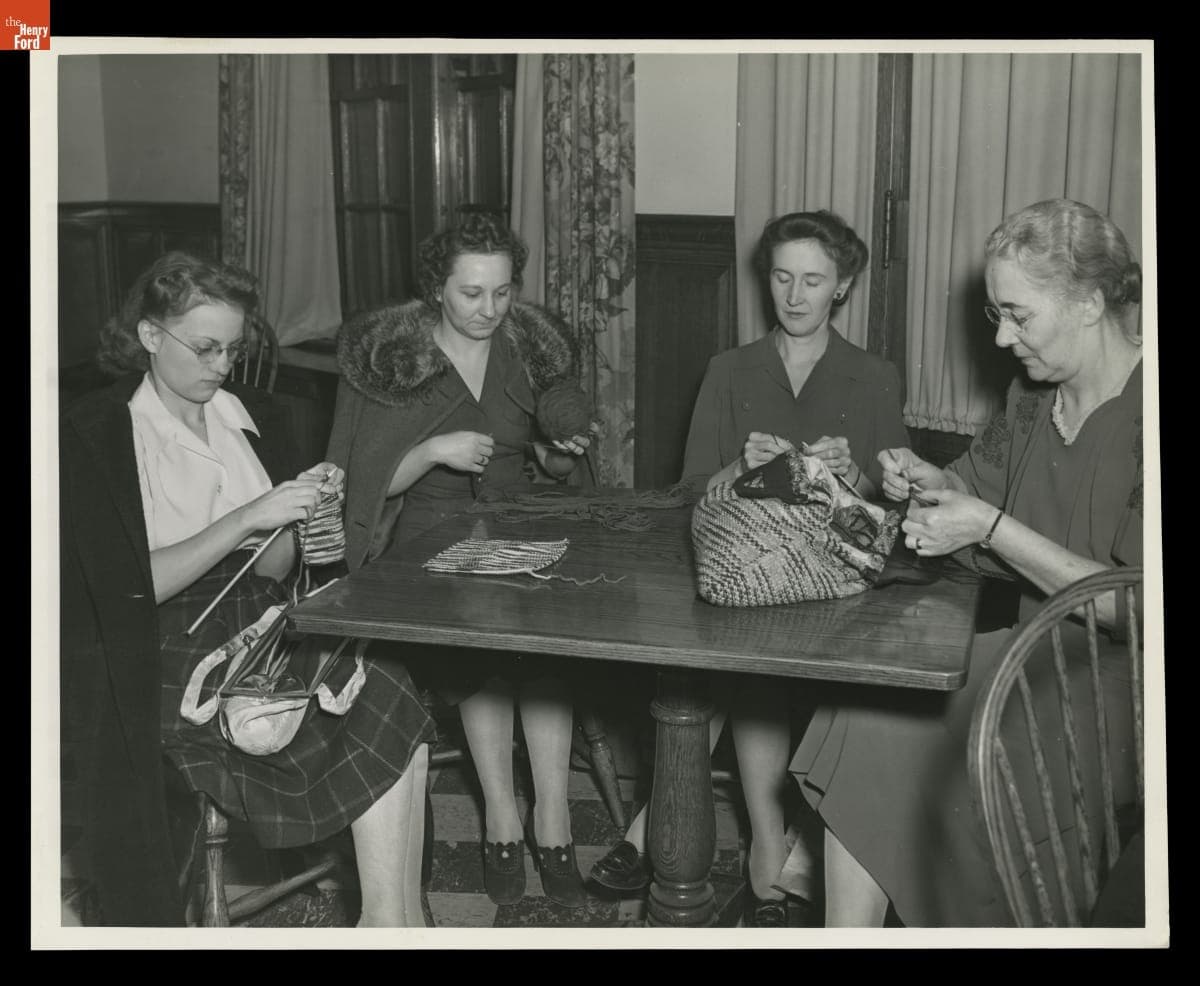 Employees Knitting for the War Effort during Lunchtime at the Ford Motor Company Rouge Plant, October 1942