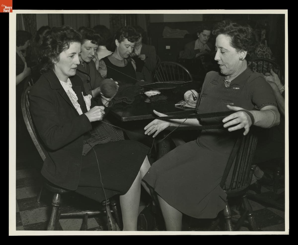 Employees Knitting for the War Effort during Lunchtime at the Ford Motor Company Rouge Plant, October 1942