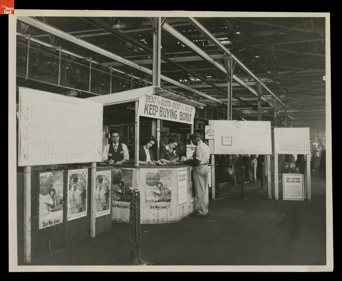 War Bond Drive in Ford Motor Company Rouge Plant Aircraft Building, October 1943