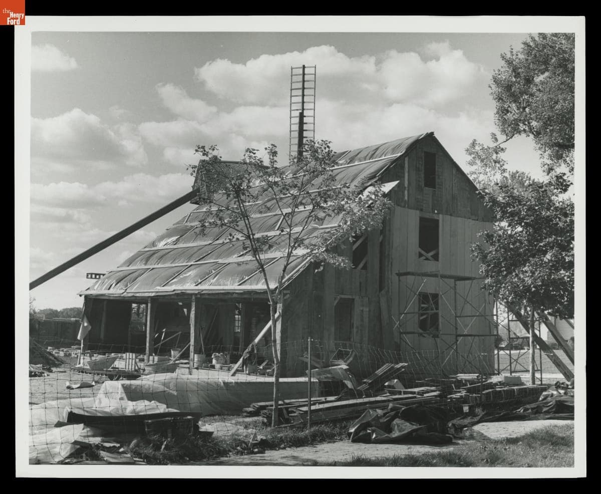 Reconstructing Daggett Farmhouse in Greenfield Village, October 1977