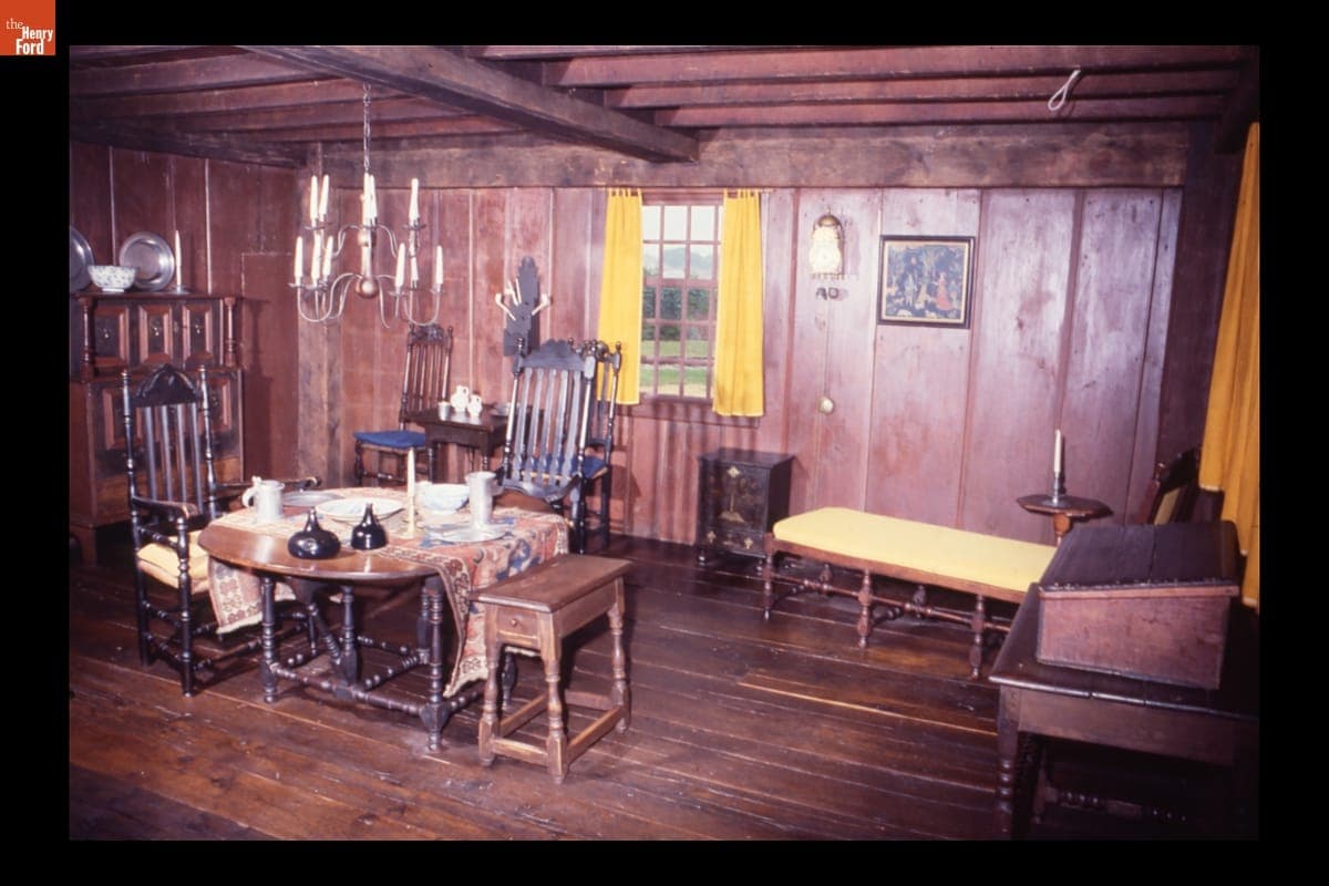 Interior of Daggett Farmhouse in Greenfield Village, 1978-1982