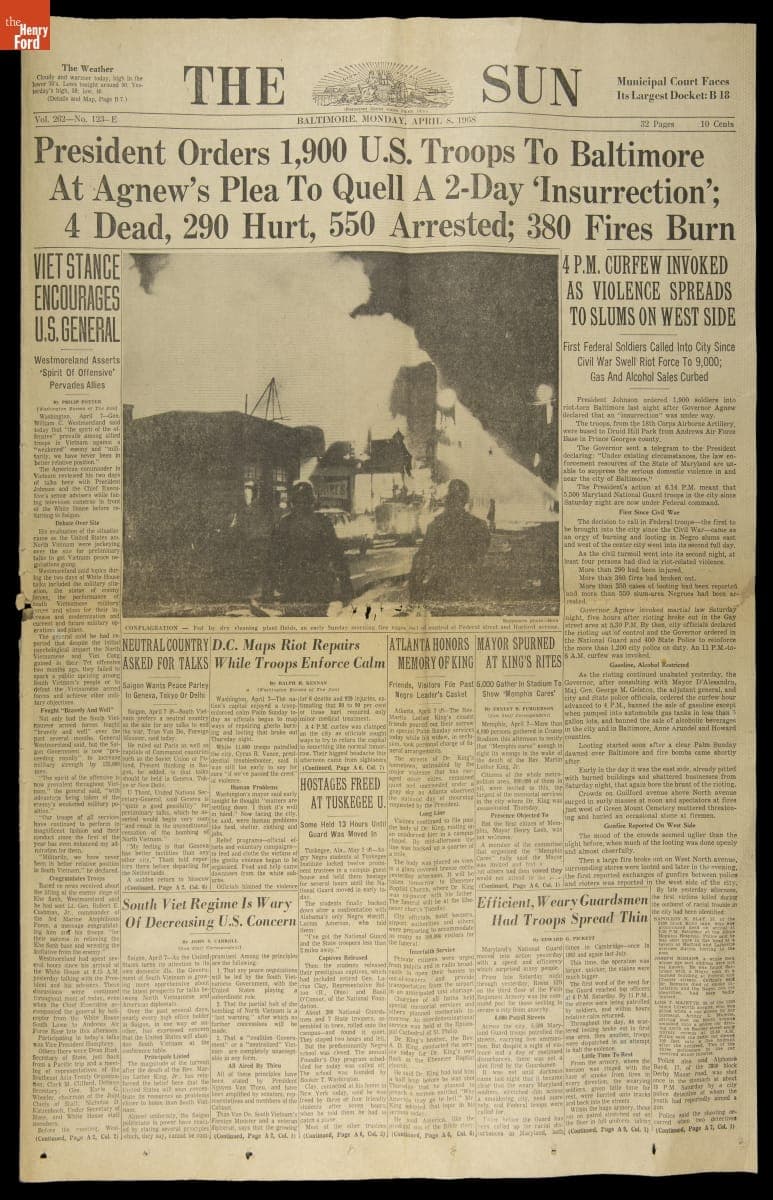 The Sun, Vol. 262, No. 123, Baltimore, Maryland, April 8, 1968