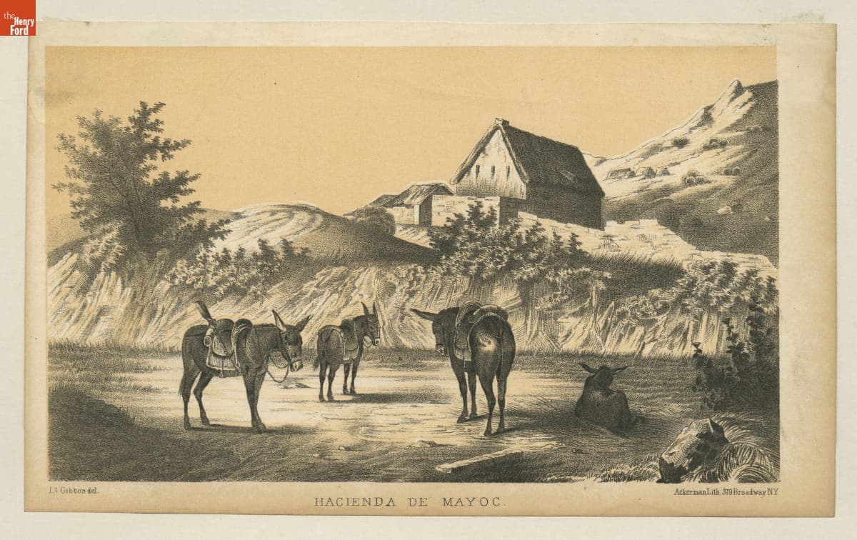 Lithograph, "Hacienda de Mayoc," circa 1855