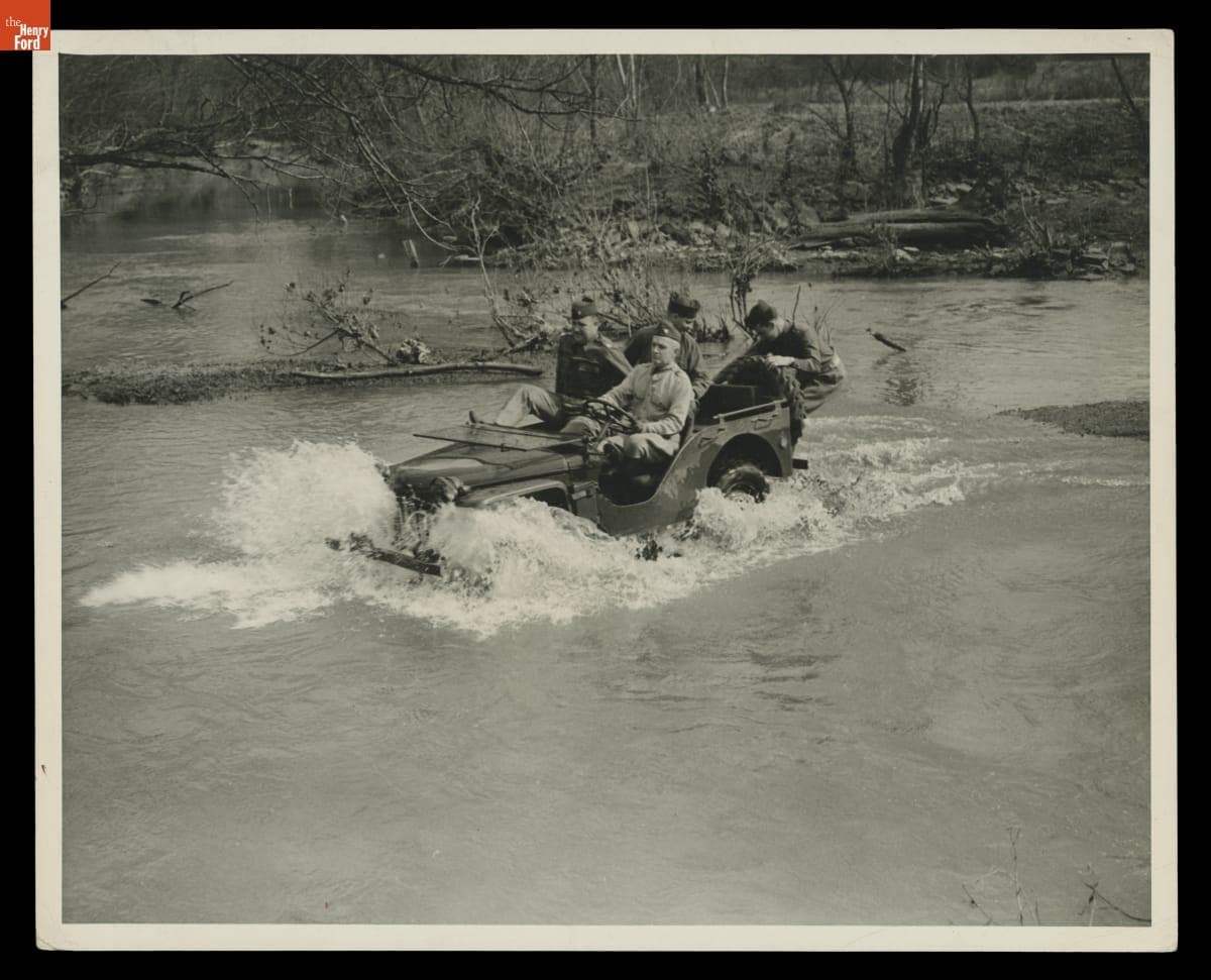 Crossing a Stream in a Willys Military Jeep, circa 1943