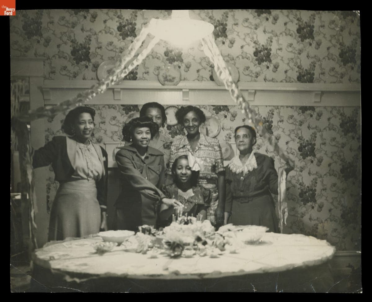 Bennie Gardner Portlock, Marie Foster, and Others Celebrate Rose Marie Foster's 16th Birthday, 1954