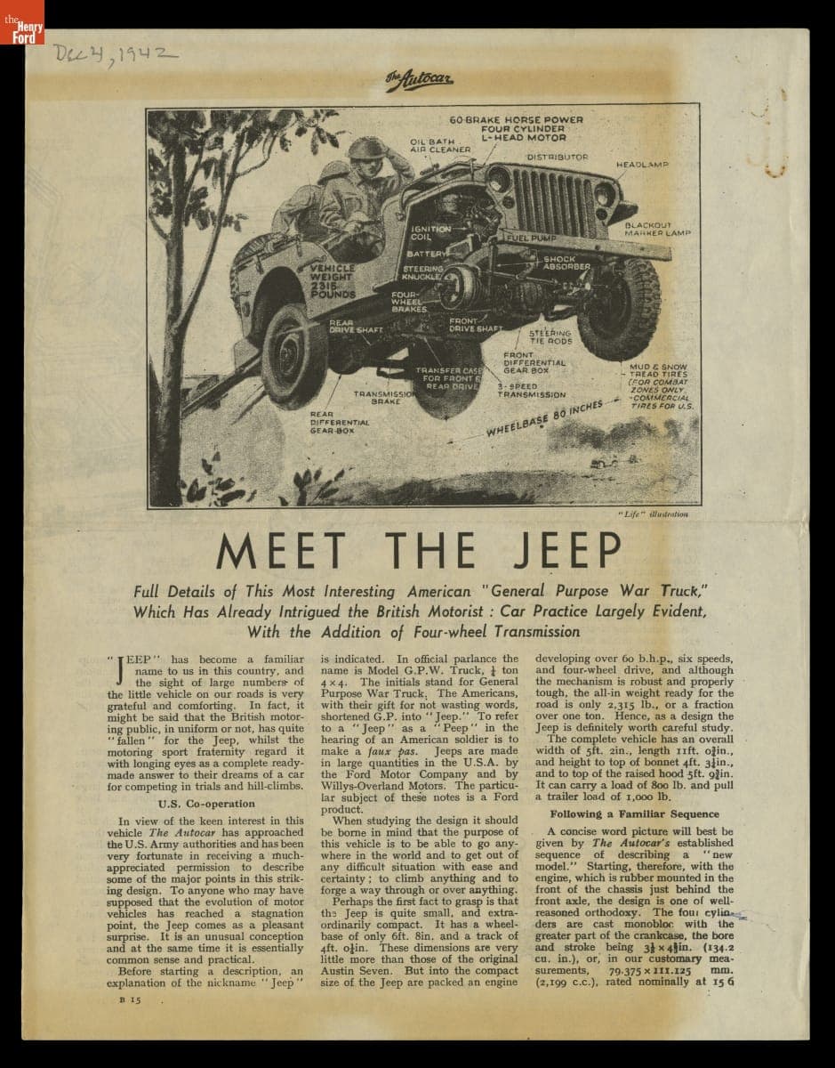 "Meet the Jeep" Article from The Autocar Magazine, 1942
