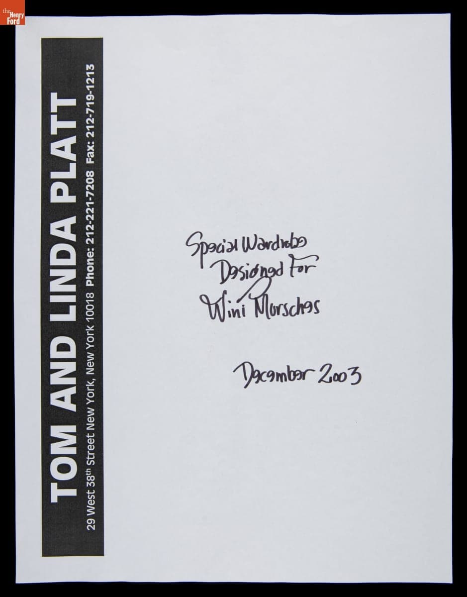 Tom and Linda Platt Clothing Design Album Made for Winifred Morsches, 2003