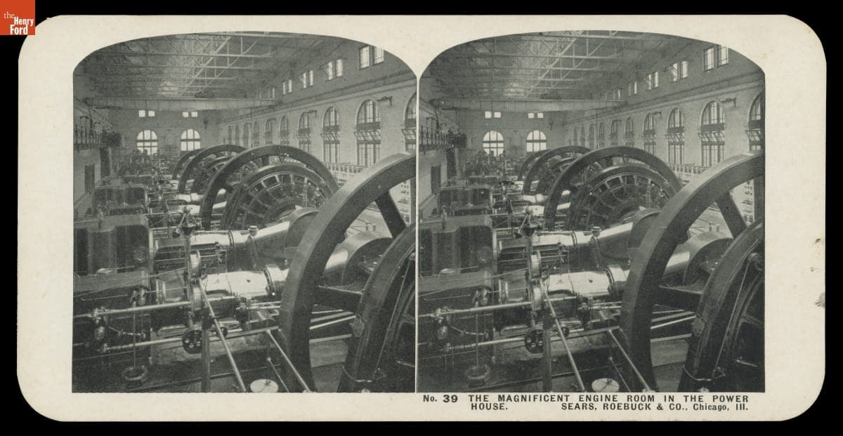 "The Magnificent Engine Room in the Power House. Sears, Roebuck & Co., Chicago, Ill.," 1906-1908
