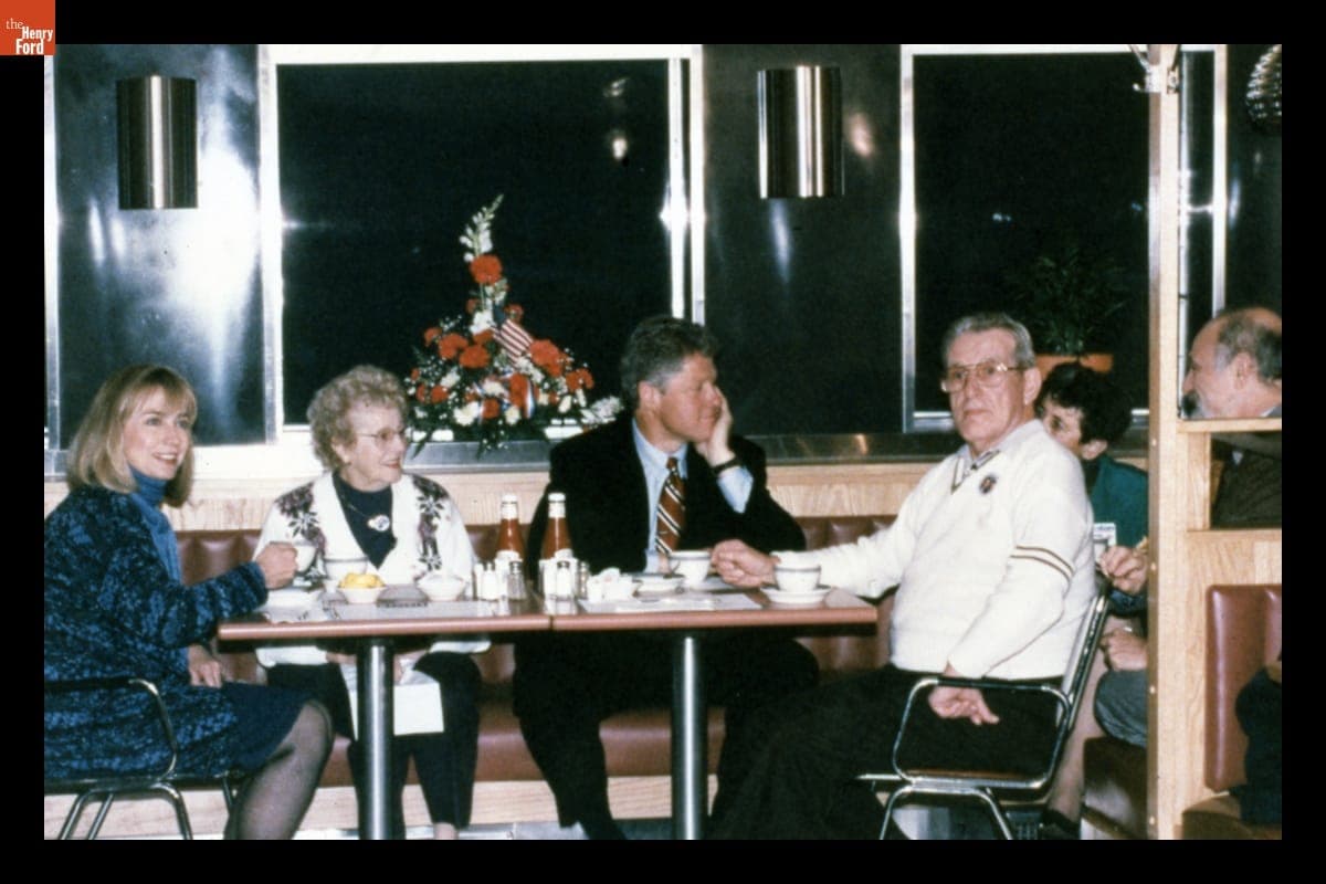 Bill and Hillary Clinton at Mayfair Diner, Philadelphia, Pennsylvania, November 2, 1992